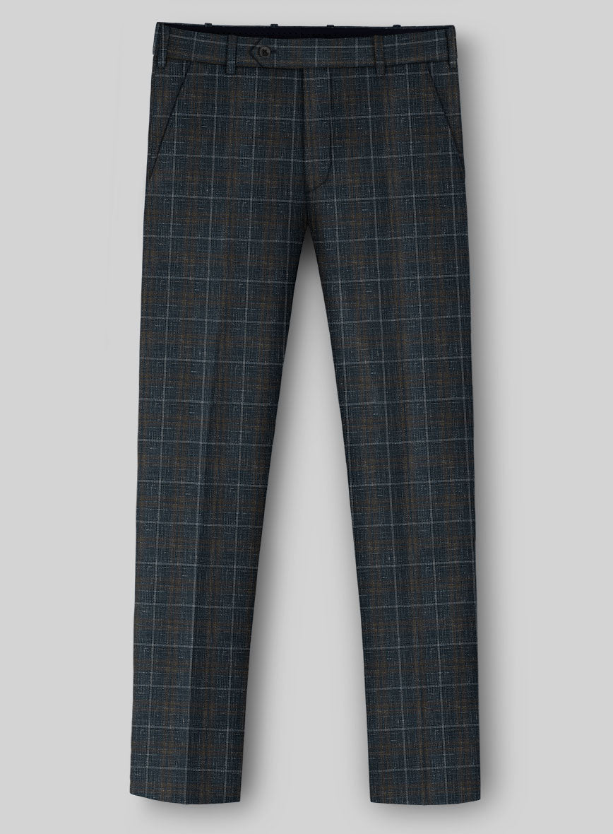 London Loom Blue Check Zervin Wool Pants - StudioSuits