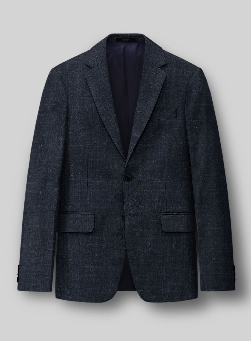 London Loom Blue Twill Wool Silk Linen Suit - StudioSuits