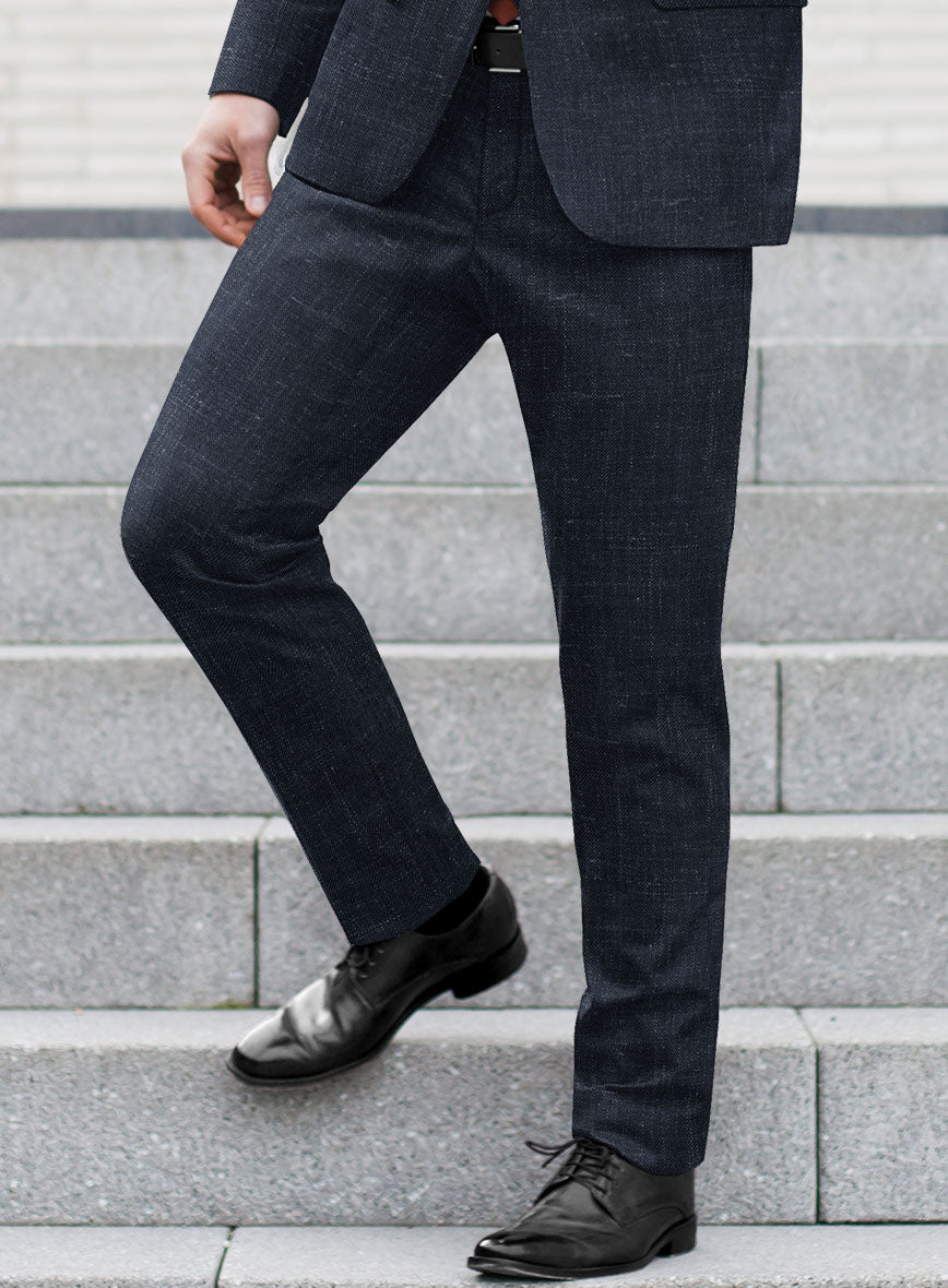 London Loom Blue Twill Wool Silk Linen Suit - StudioSuits