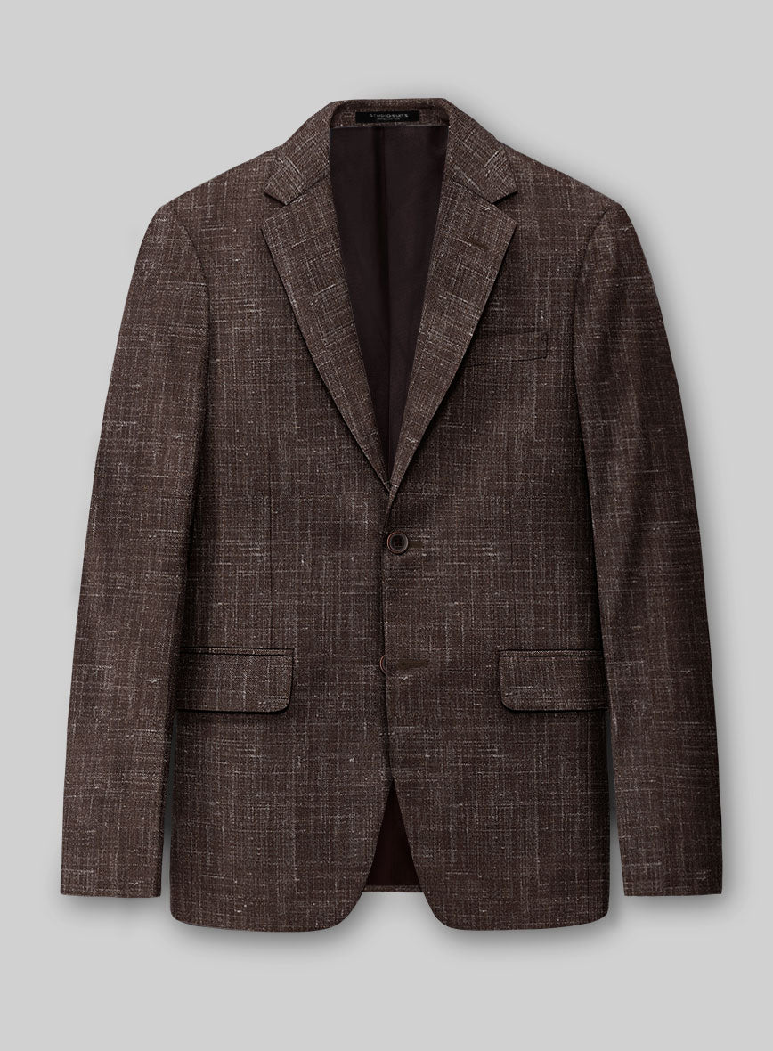 London Loom Brown Gionel Wool Linen Jacket - StudioSuits