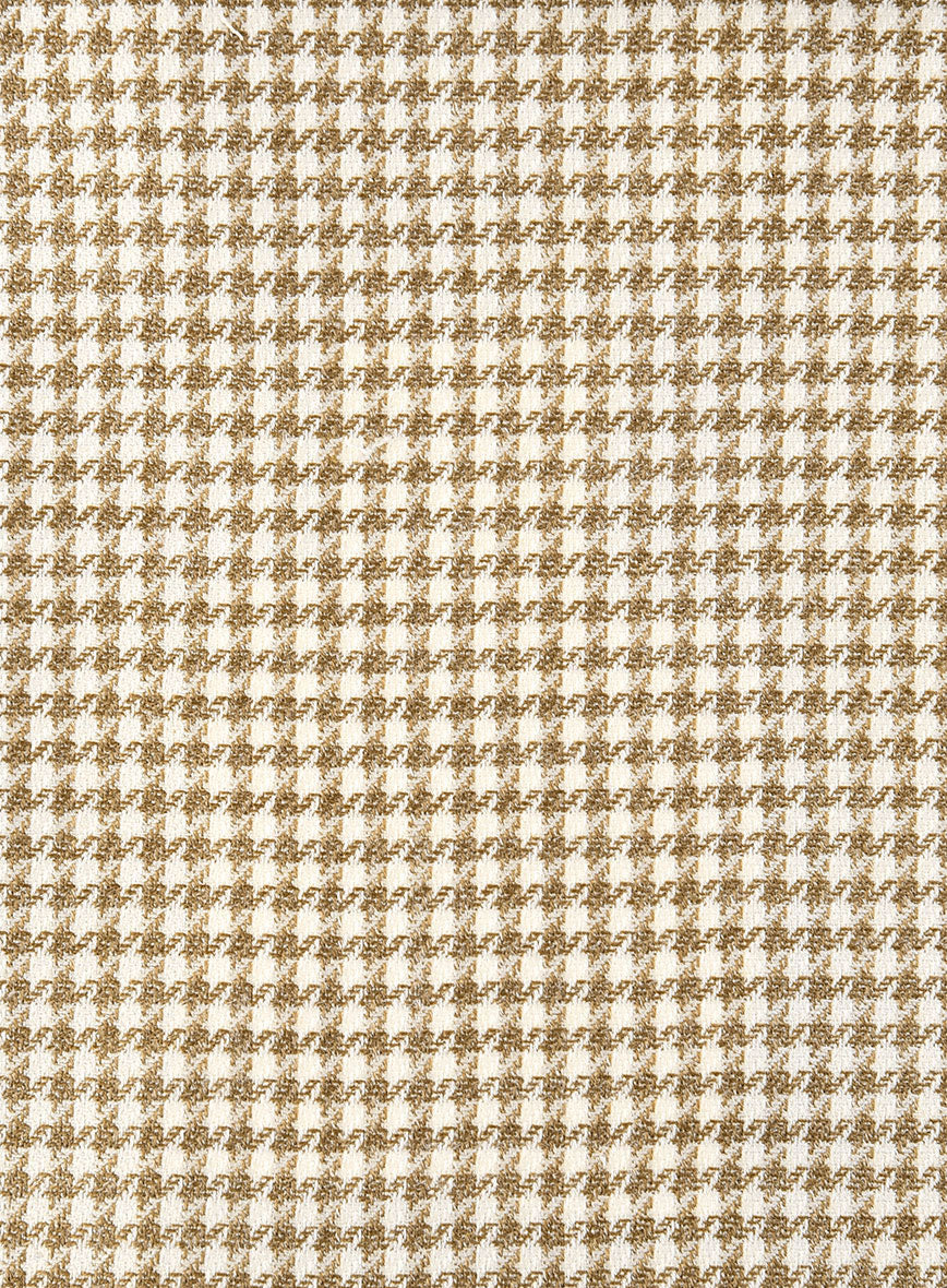 London Loom Brown Houndstooth Wool Silk Linen Pants - StudioSuits