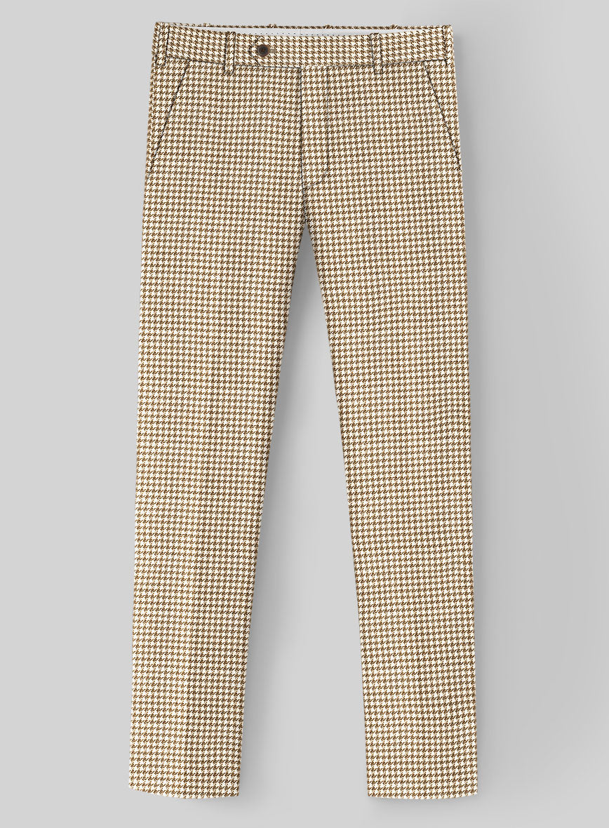 London Loom Brown Houndstooth Wool Silk Linen Suit - StudioSuits