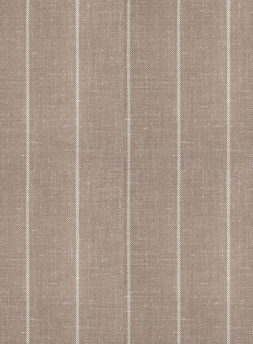London Loom Brown Stripe Wool Silk Linen Jacket - StudioSuits