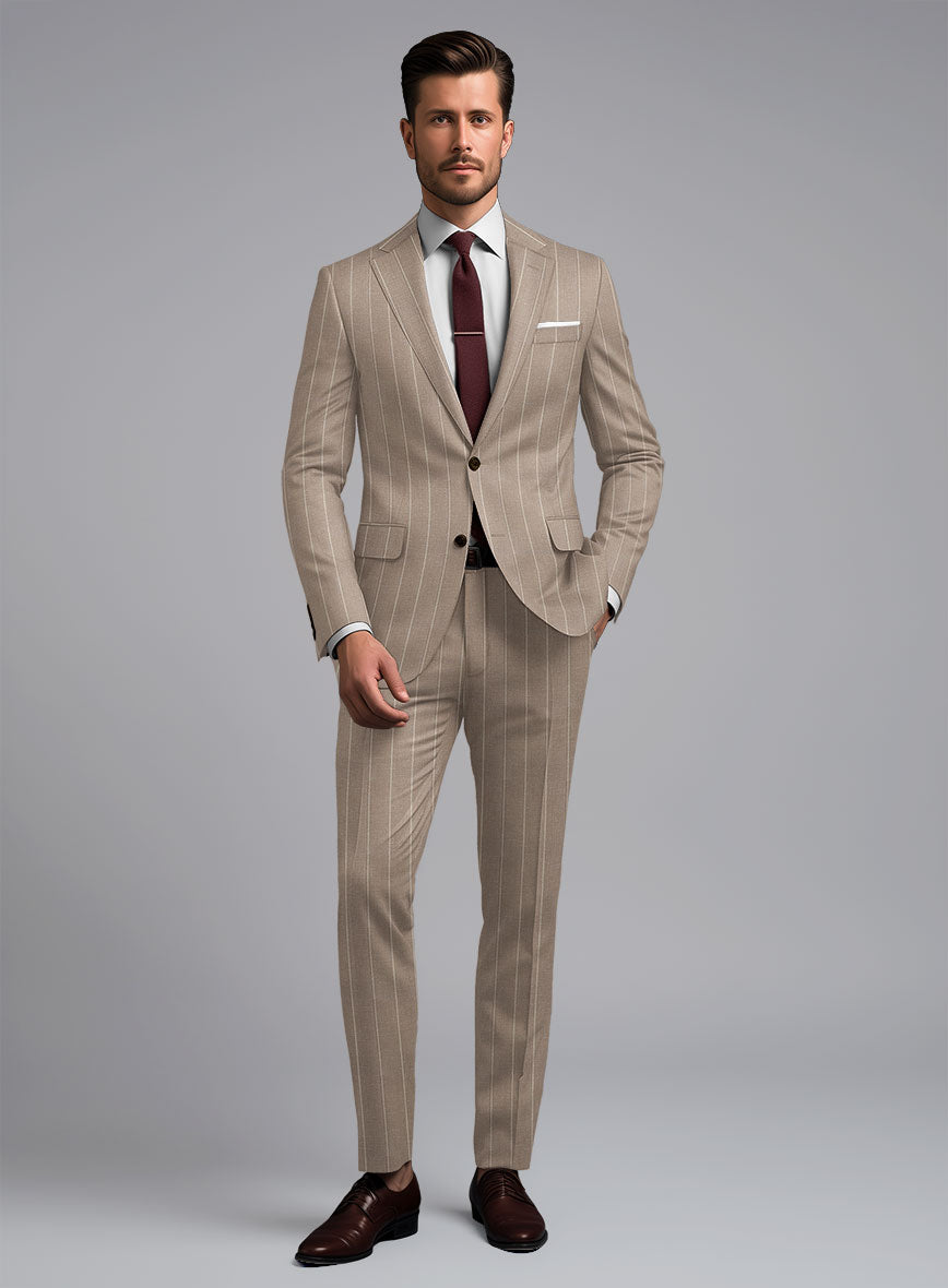 London Loom Brown Stripe Wool Silk Linen Suit – StudioSuits