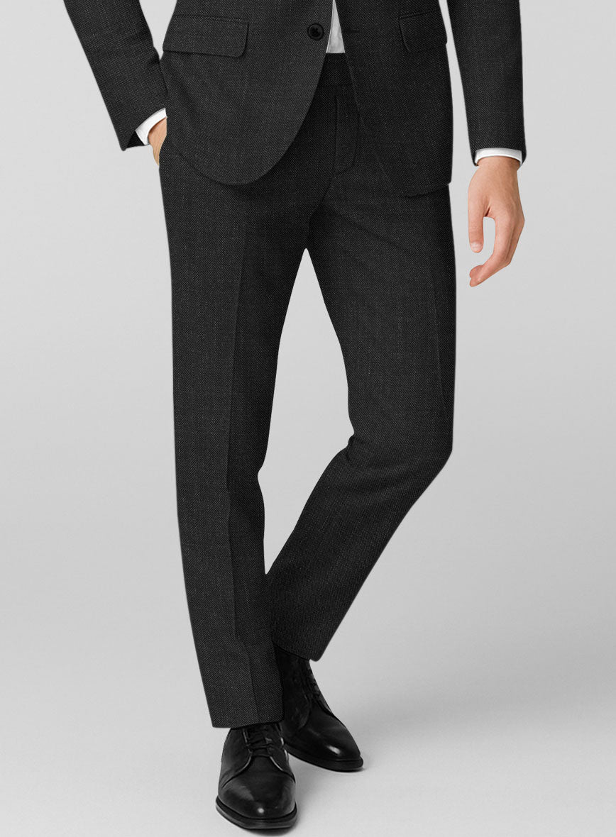 London Loom Corvello Black Wool Wool Pants - StudioSuits
