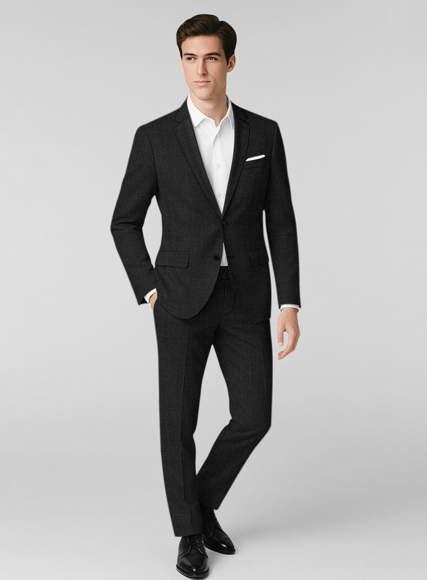 London Loom Corvello Black Wool Suit - StudioSuits
