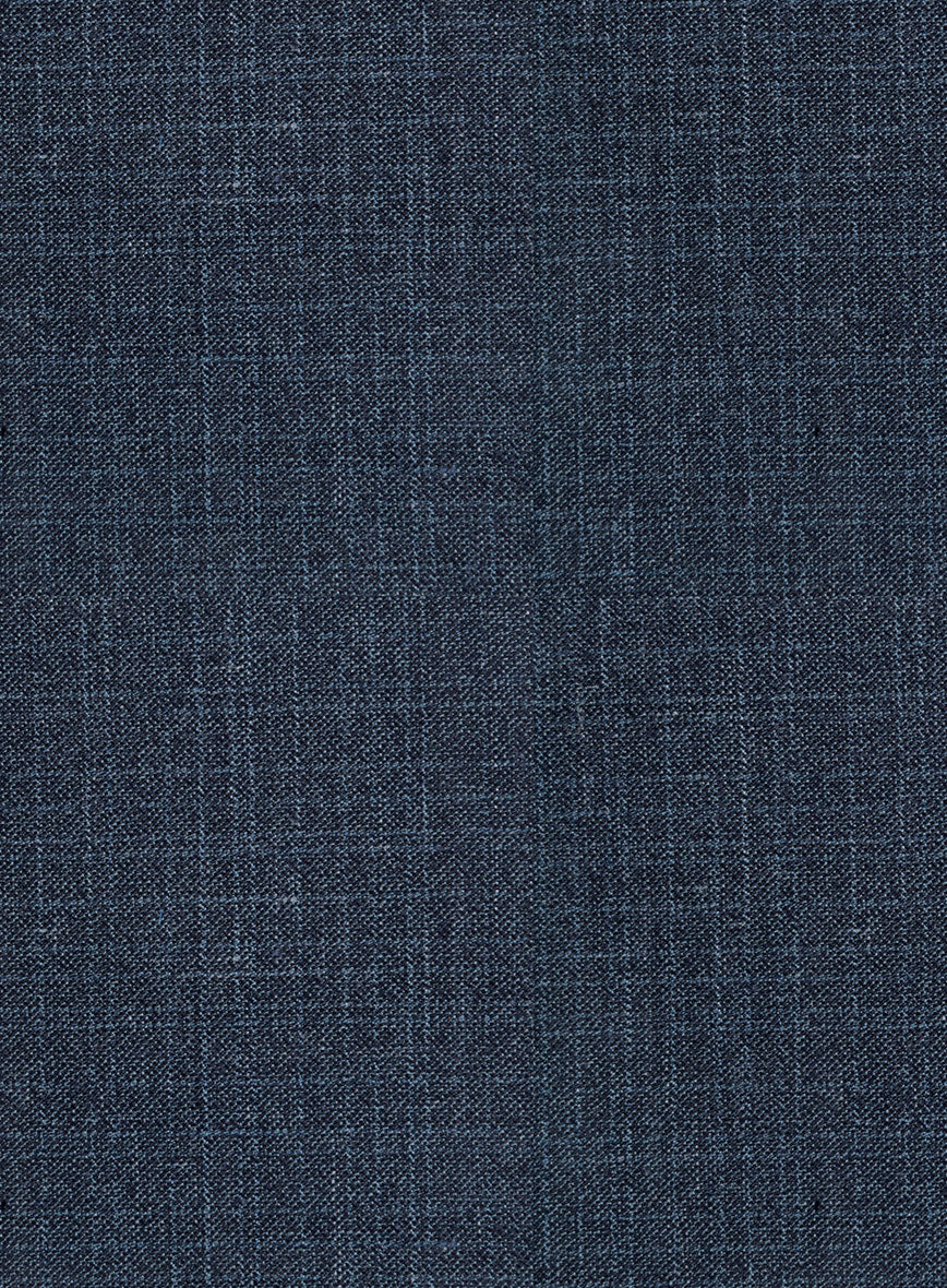 London Loom Dark Blue Eufemia Wool Silk Linen Pants - StudioSuits