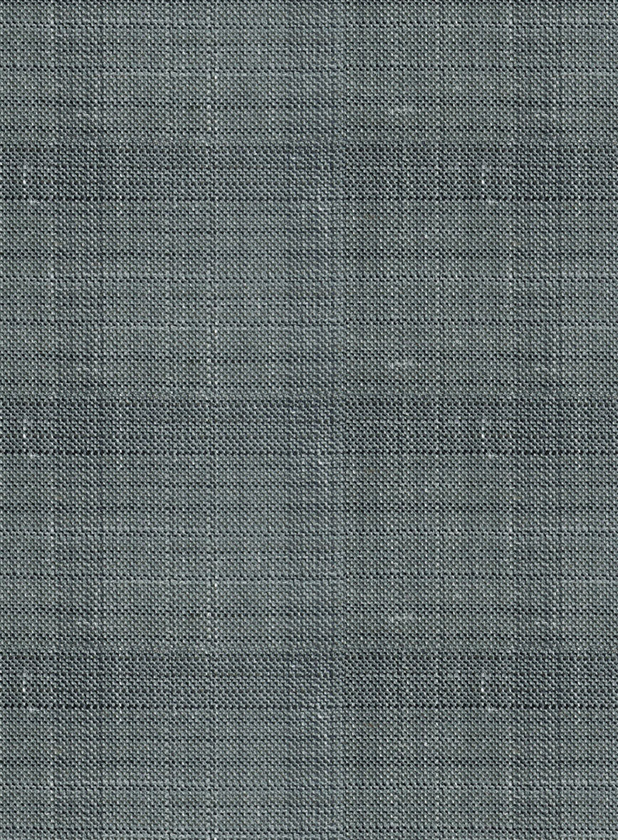 London Loom Gray Blue Bruna Wool Silk Linen Jacket - StudioSuits