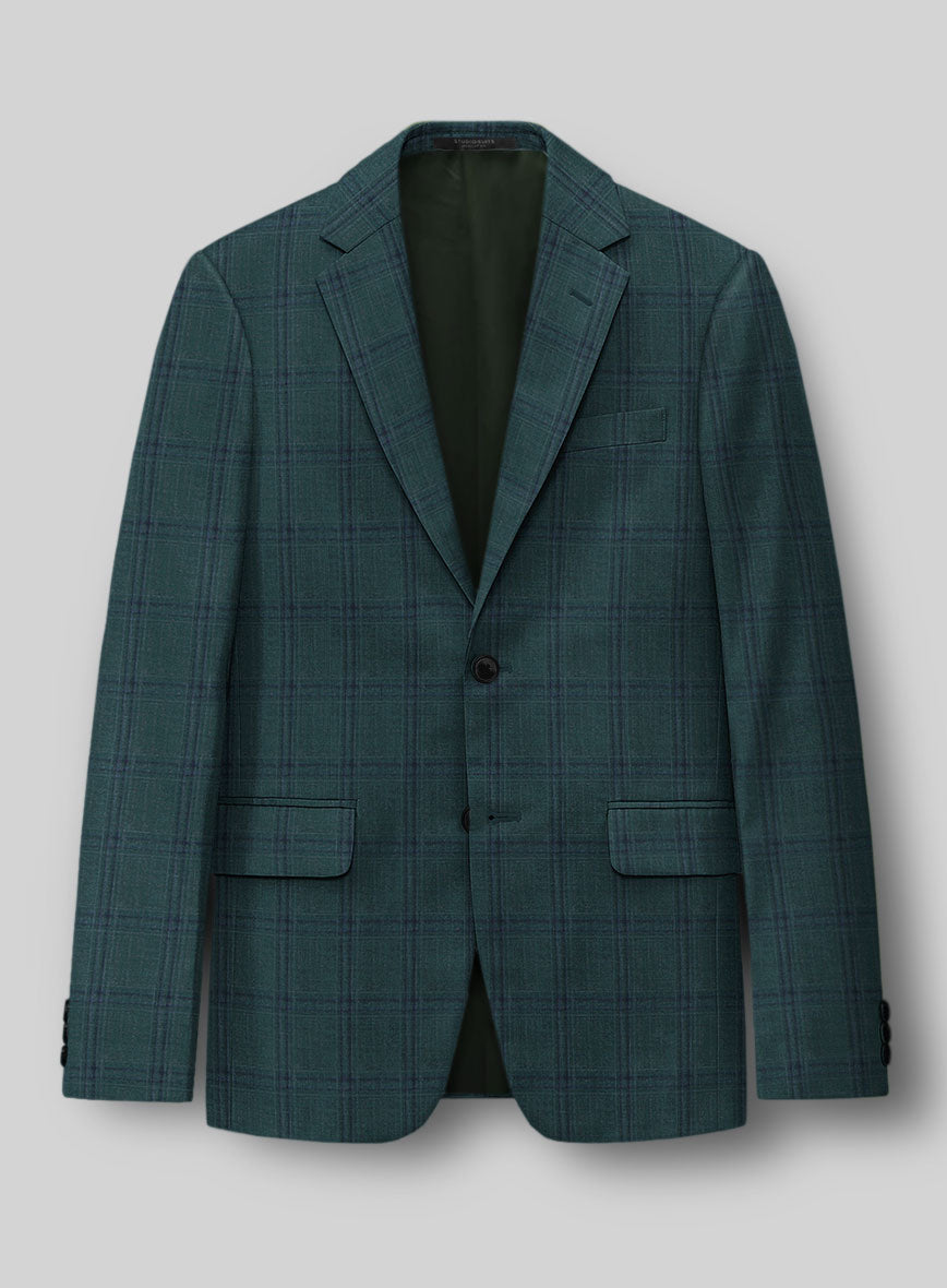 London Loom Green Check Wool Silk Linen Jacket - StudioSuits