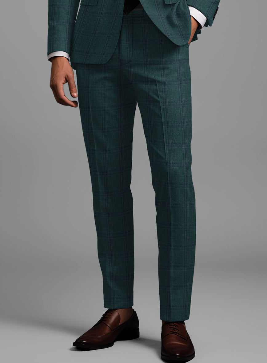 London Loom Green Check Wool Silk Linen Pants – StudioSuits