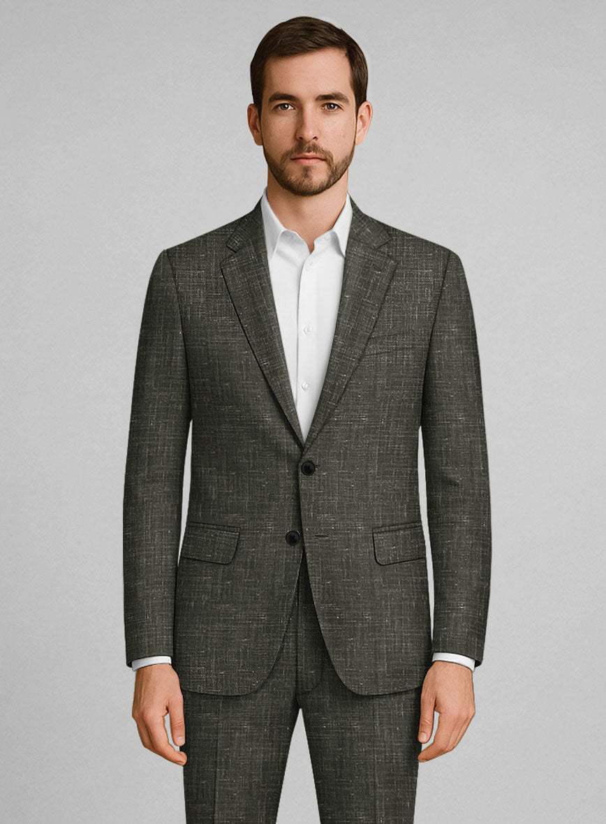 London Loom Green Kaelvo Wool Linen Suit - StudioSuits