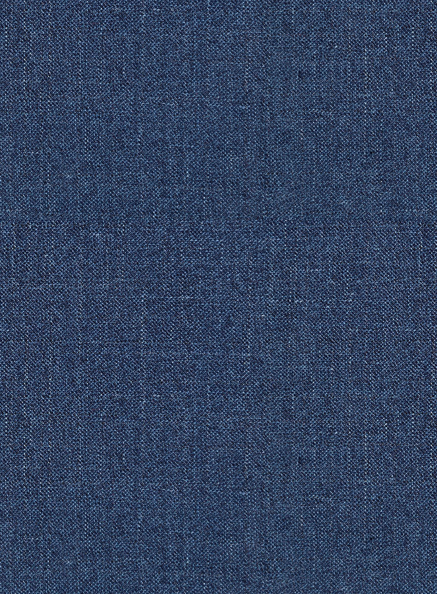 London Loom Indigo Blue Eufemia Wool Silk Linen Suit - StudioSuits