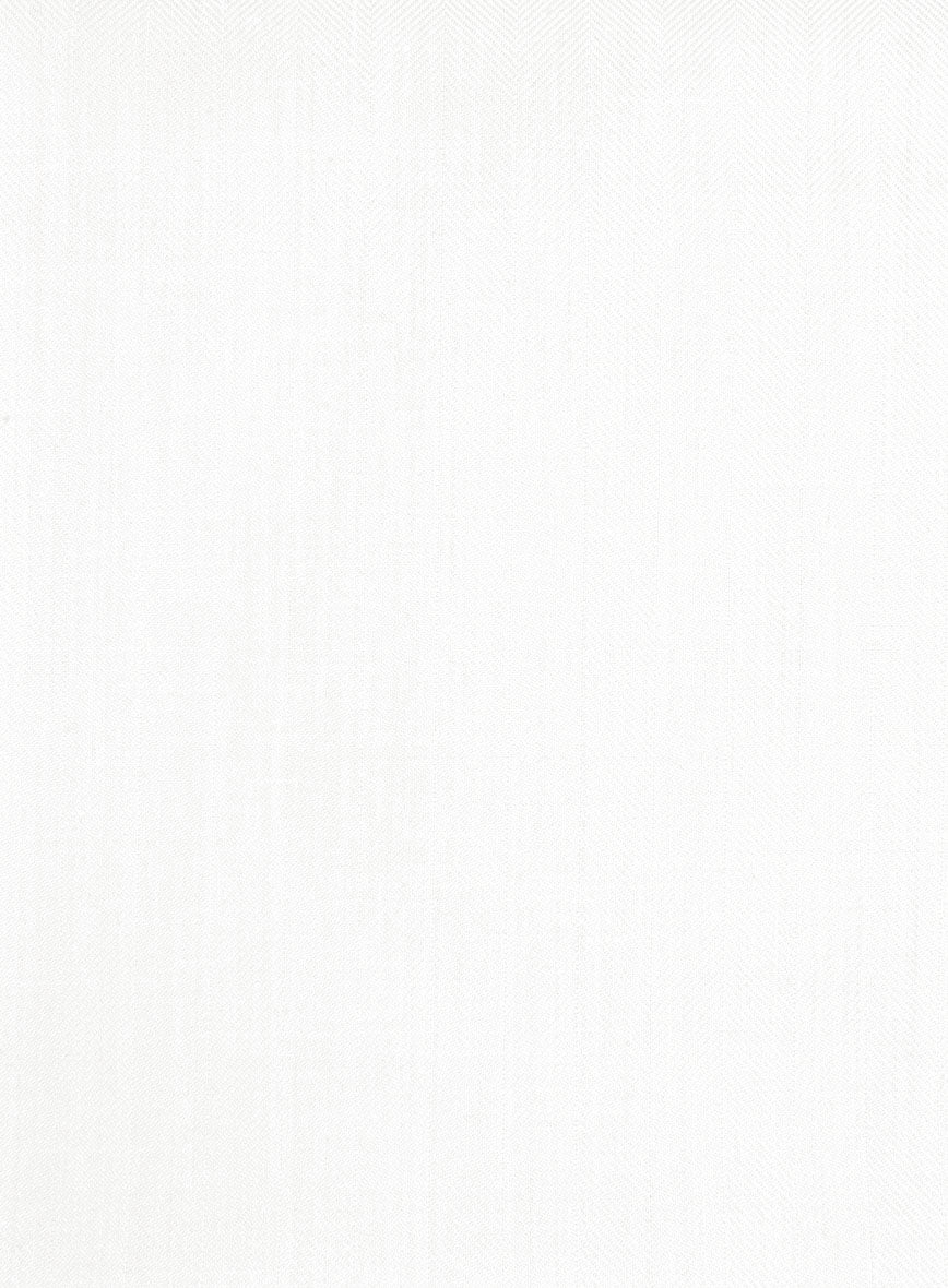 London Loom Ivory Herringbone Wool Silk Linen Pants - StudioSuits