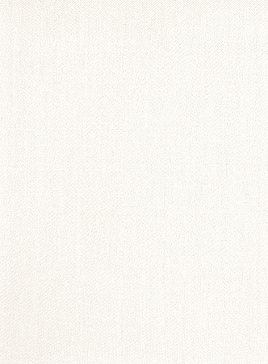 London Loom Ivory Herringbone Wool Silk Linen Suit - StudioSuits