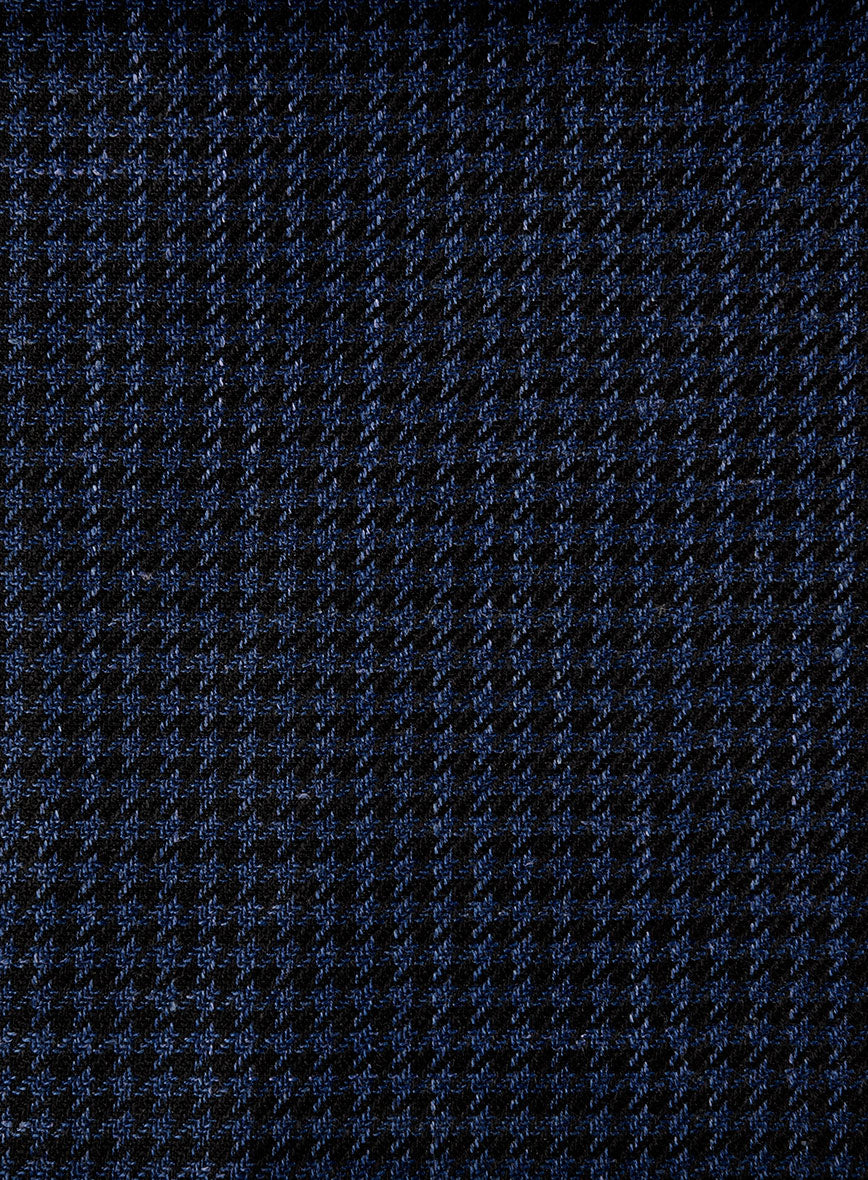 London Loom Marine Houndstooth Wool Silk Linen Pants - StudioSuits