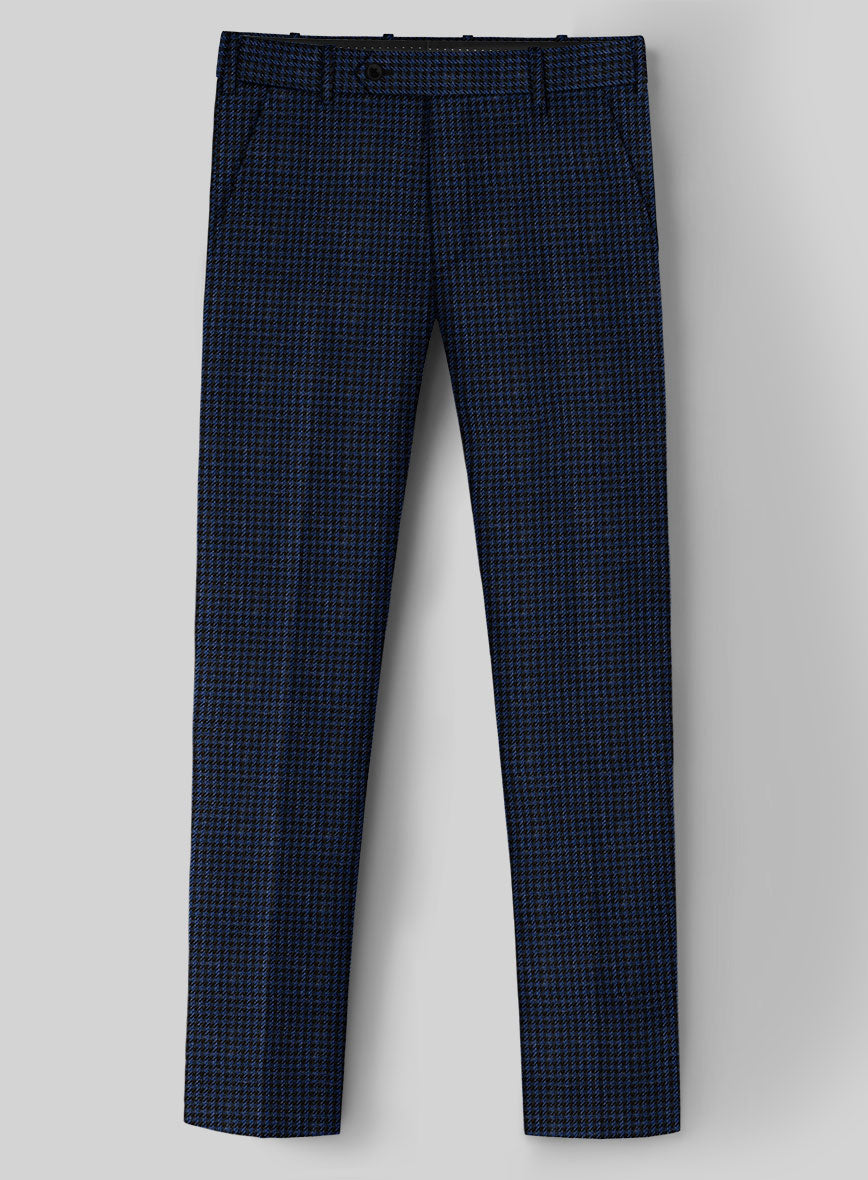 London Loom Marine Houndstooth Wool Silk Linen Pants - StudioSuits