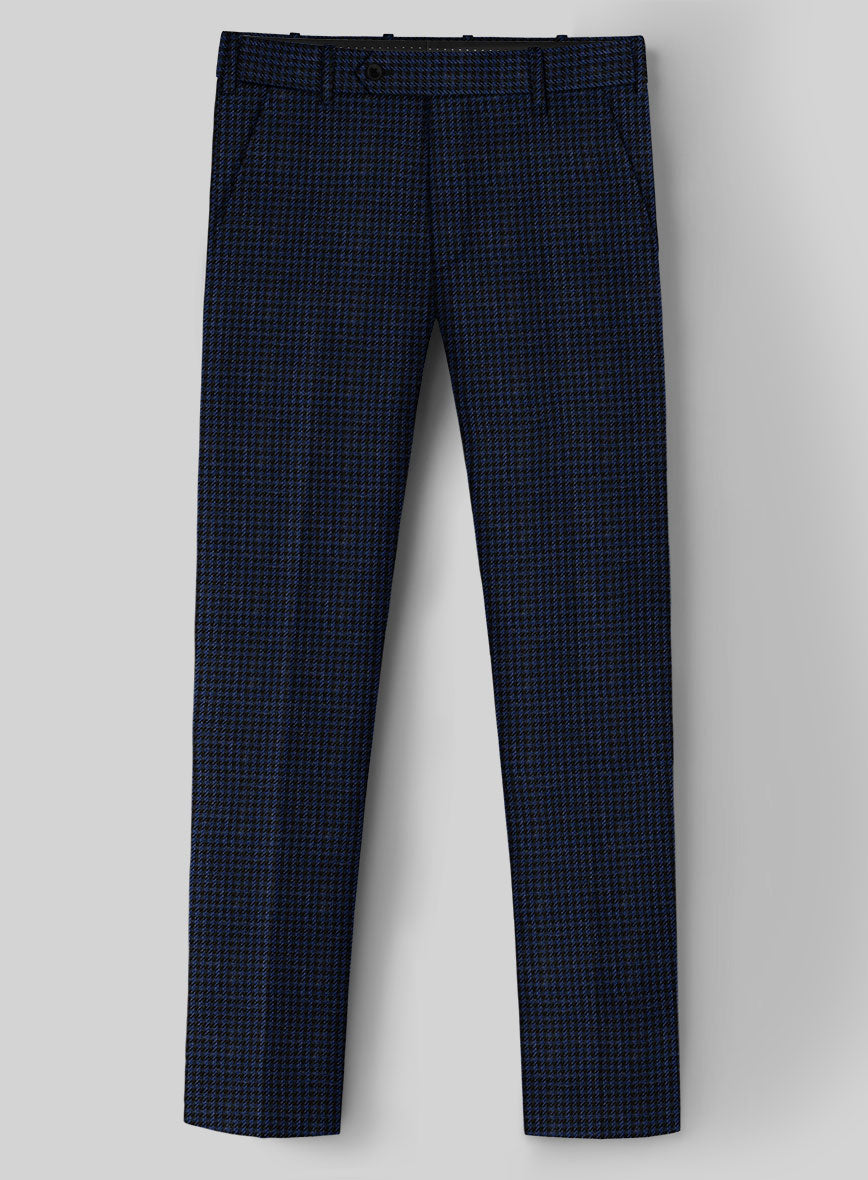 London Loom Marine Houndstooth Wool Silk Linen Pants - StudioSuits