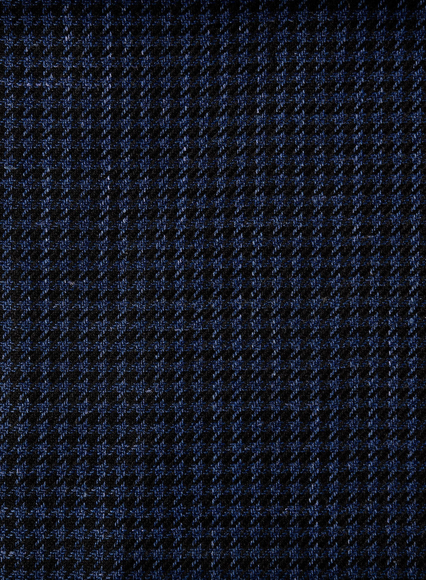 London Loom Marine Houndstooth Wool Silk Linen Pants - StudioSuits