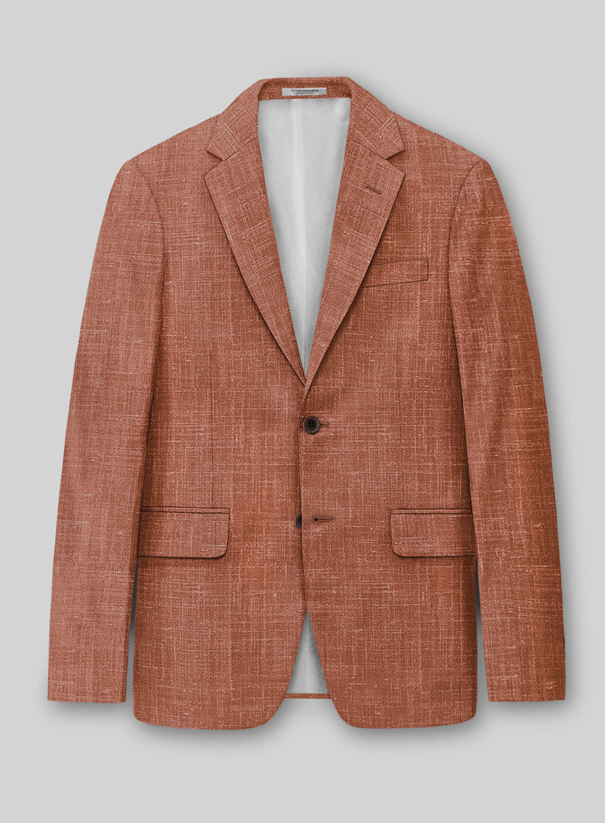 London Loom Orange Rust Travin Wool Linen Jacket - StudioSuits