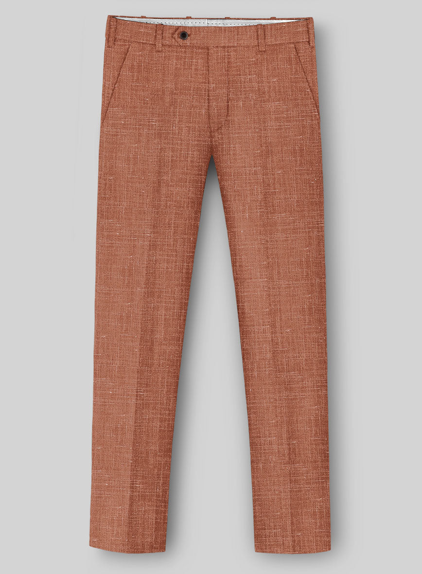 London Loom Orange Rust Travin Wool Linen Pants - StudioSuits