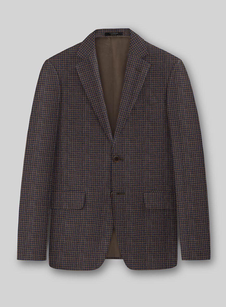 London Loom Oxford Navy Houndstooth Wool Silk Linen Jacket - StudioSuits