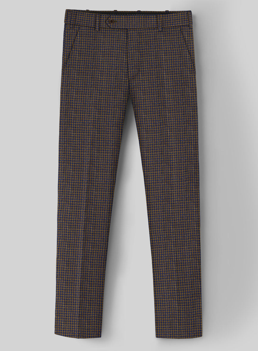 London Loom Oxford Navy Houndstooth Wool Silk Linen Pants - StudioSuits