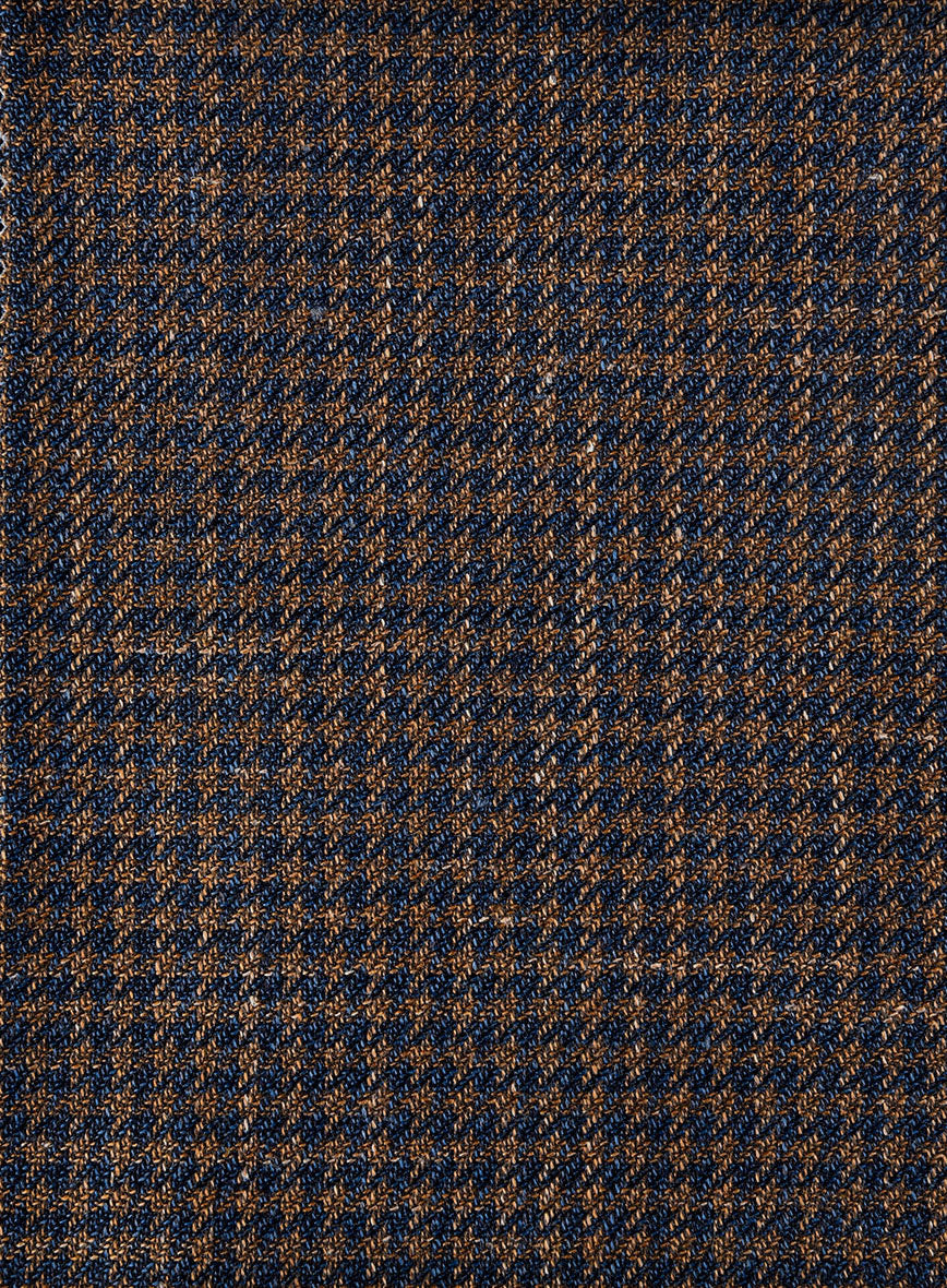 London Loom Oxford Navy Houndstooth Wool Silk Linen Pants - StudioSuits