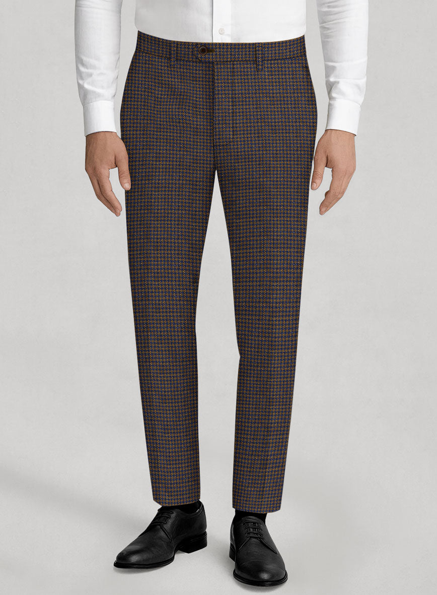London Loom Oxford Navy Houndstooth Wool Silk Linen Suit - StudioSuits