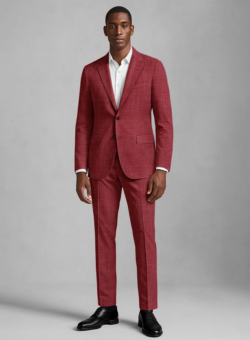 London Loom Red Enravo Wool Linen Suit - StudioSuits