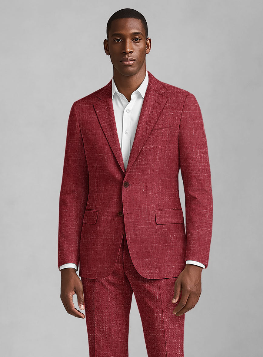 London Loom Red Enravo Wool Linen Suit - StudioSuits