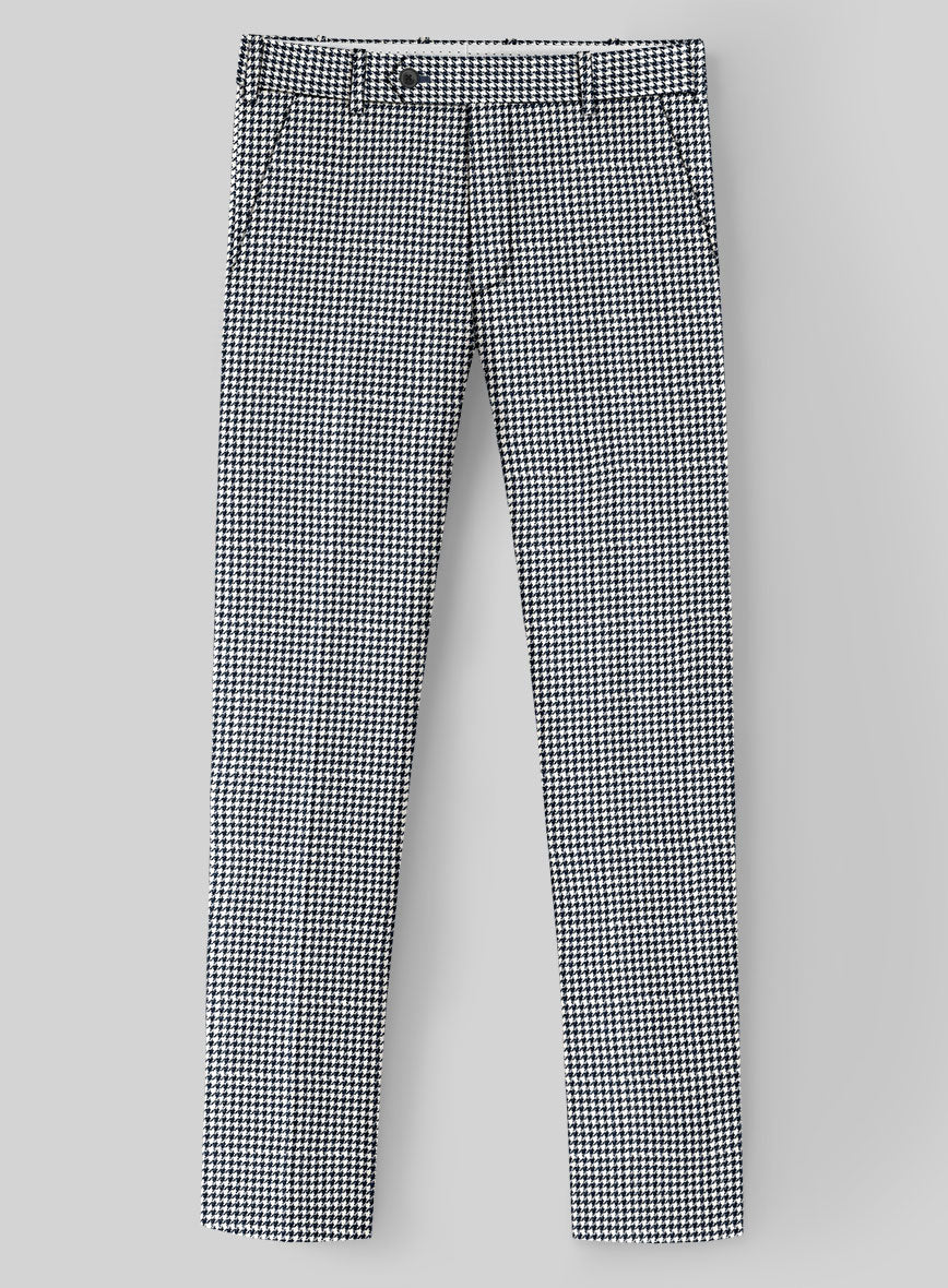 London Loom Steel Blue Houndstooth Wool Silk Linen Suit - StudioSuits