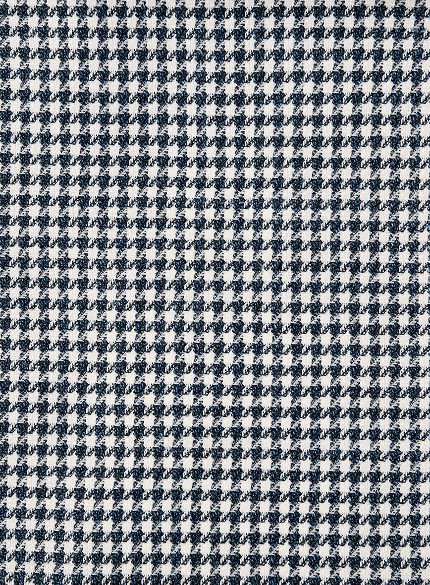 London Loom Steel Blue Houndstooth Wool Silk Linen Suit - StudioSuits