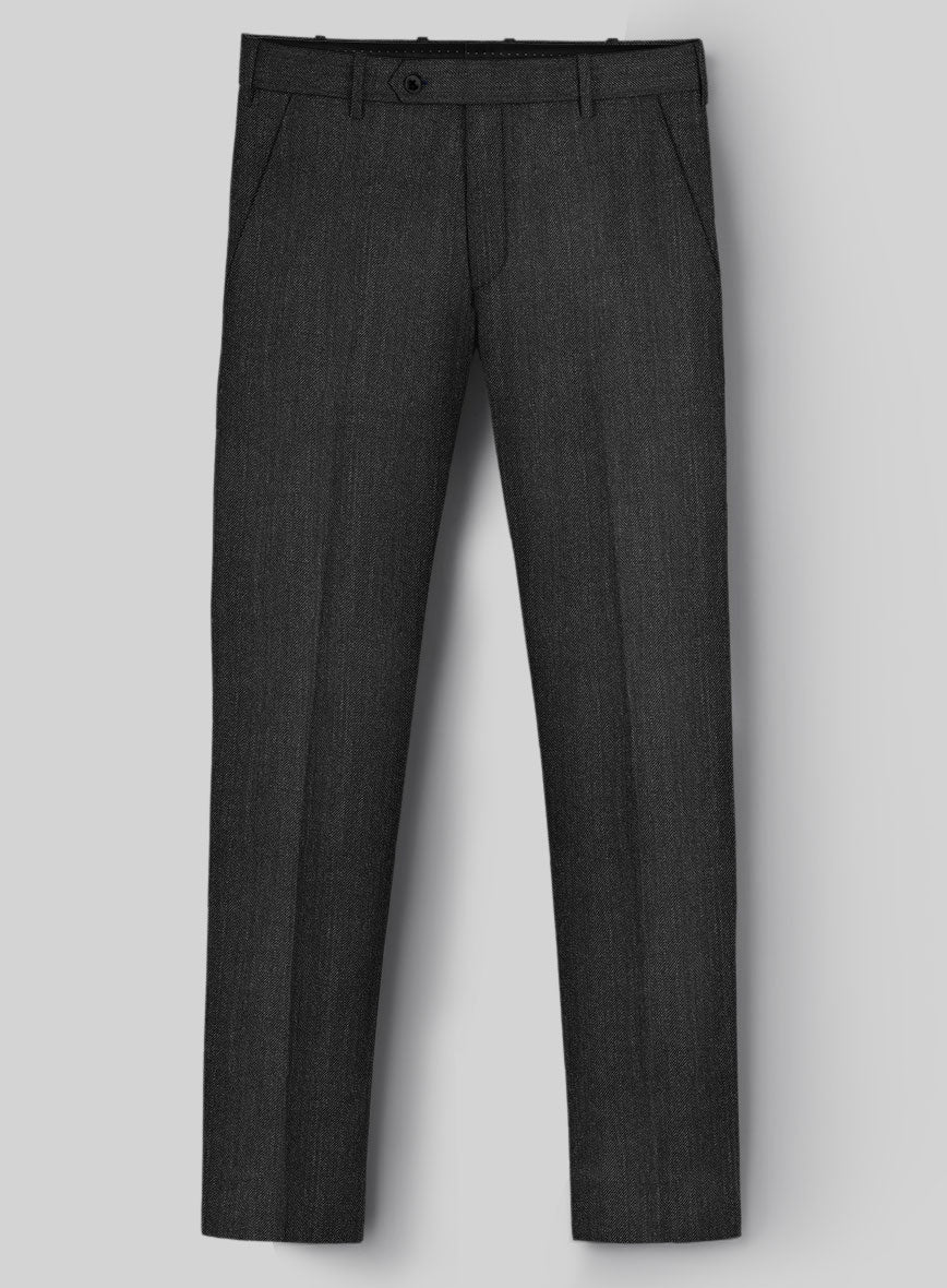 London Loom Taviano Herringbone Wool Pants - StudioSuits