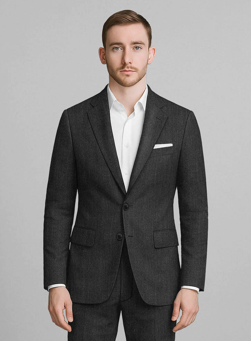 London Loom Taviano Herringbone Wool Suit - StudioSuits