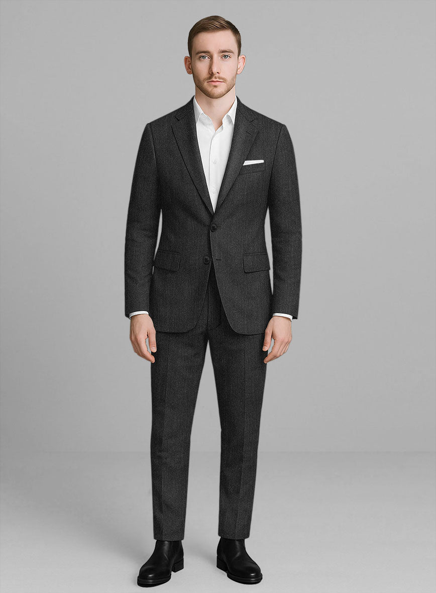 London Loom Taviano Herringbone Wool Suit - StudioSuits