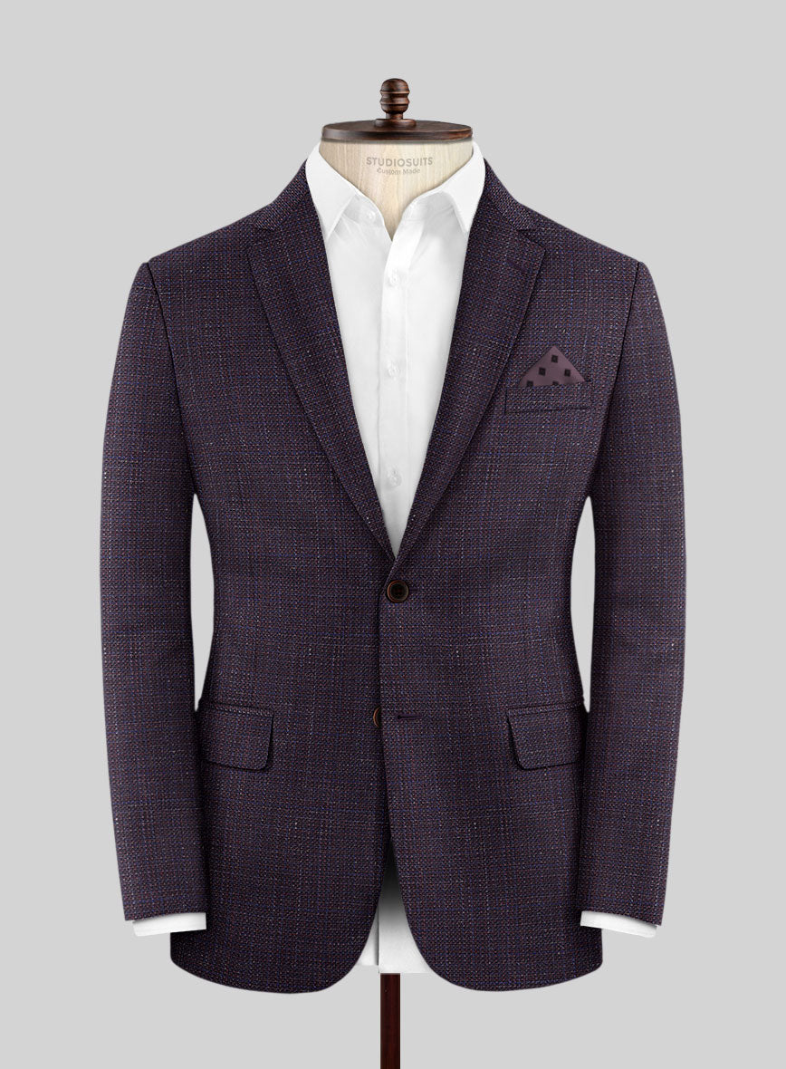 London Loom Wine Ilaria Wool Silk Linen Jacket - StudioSuits
