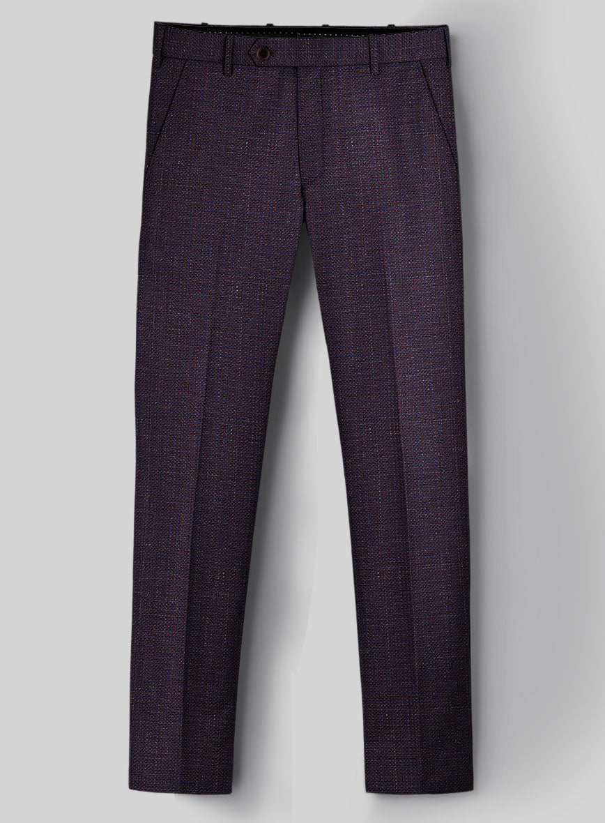 London Loom Wine Ilaria Wool Silk Linen Pants - StudioSuits
