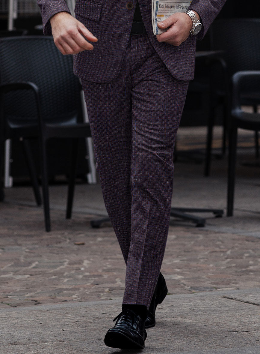 London Loom Wine Ilaria Wool Silk Linen Pants - StudioSuits