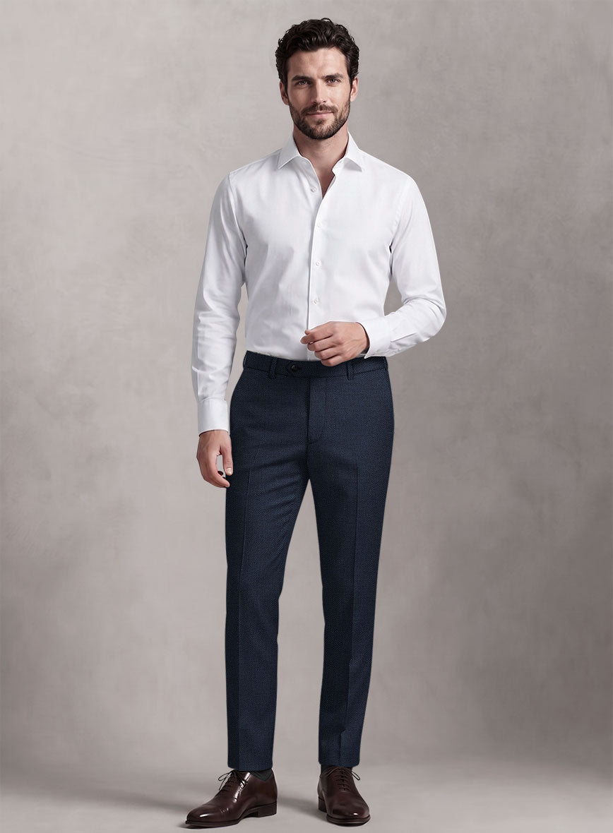 Loro Piana Suitmate Birdseye Blue Pants - StudioSuits
