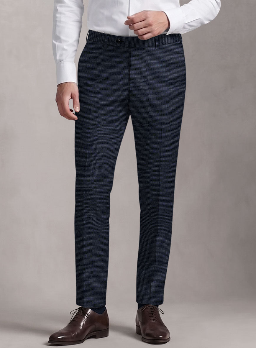 Loro Piana Suitmate Birdseye Blue Pants - StudioSuits