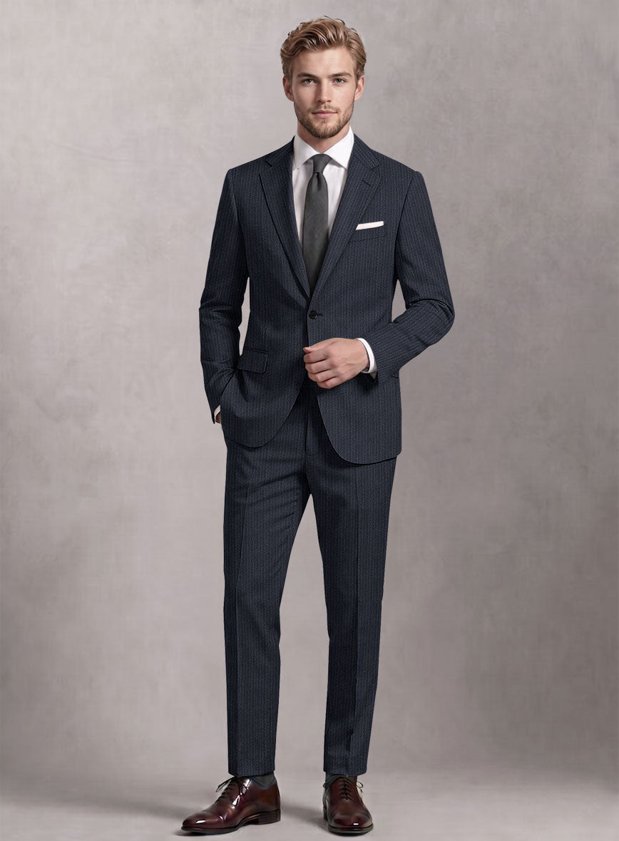 Loro Piana Suitmate Blue Herringbone Stripe Suit - StudioSuits