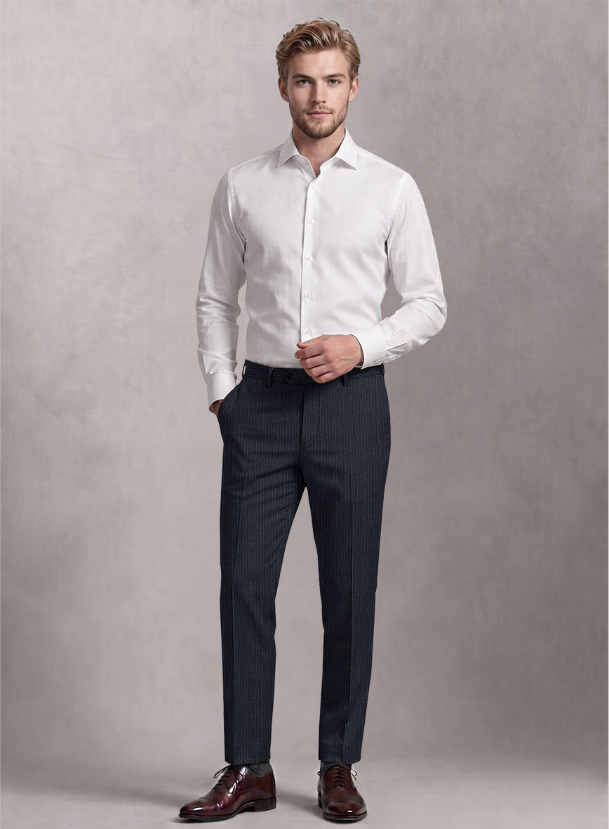 Loro Piana Suitmate Blue Herringbone Stripe Pants - StudioSuits