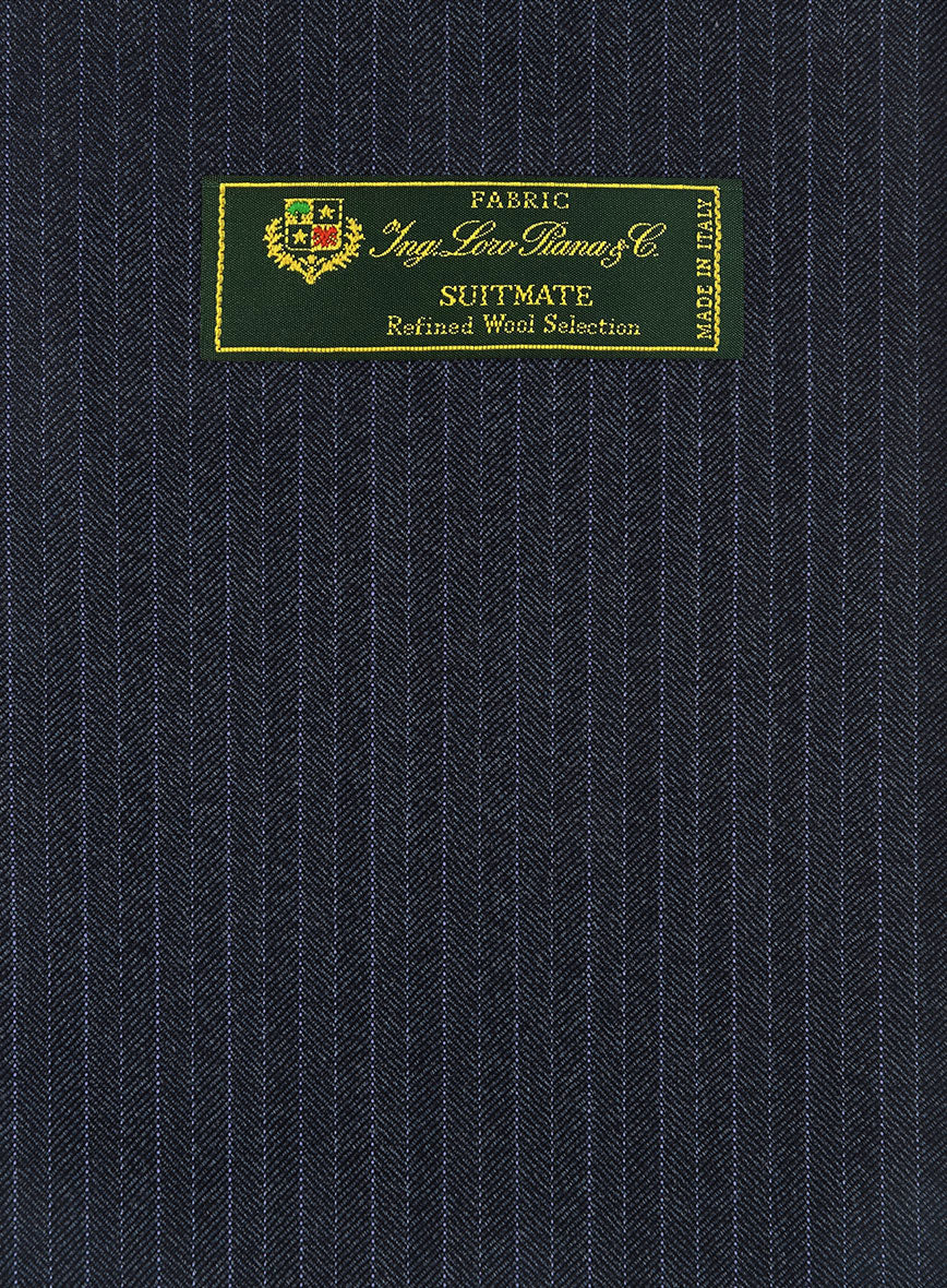Loro Piana Suitmate Blue Herringbone Stripe Pants - StudioSuits