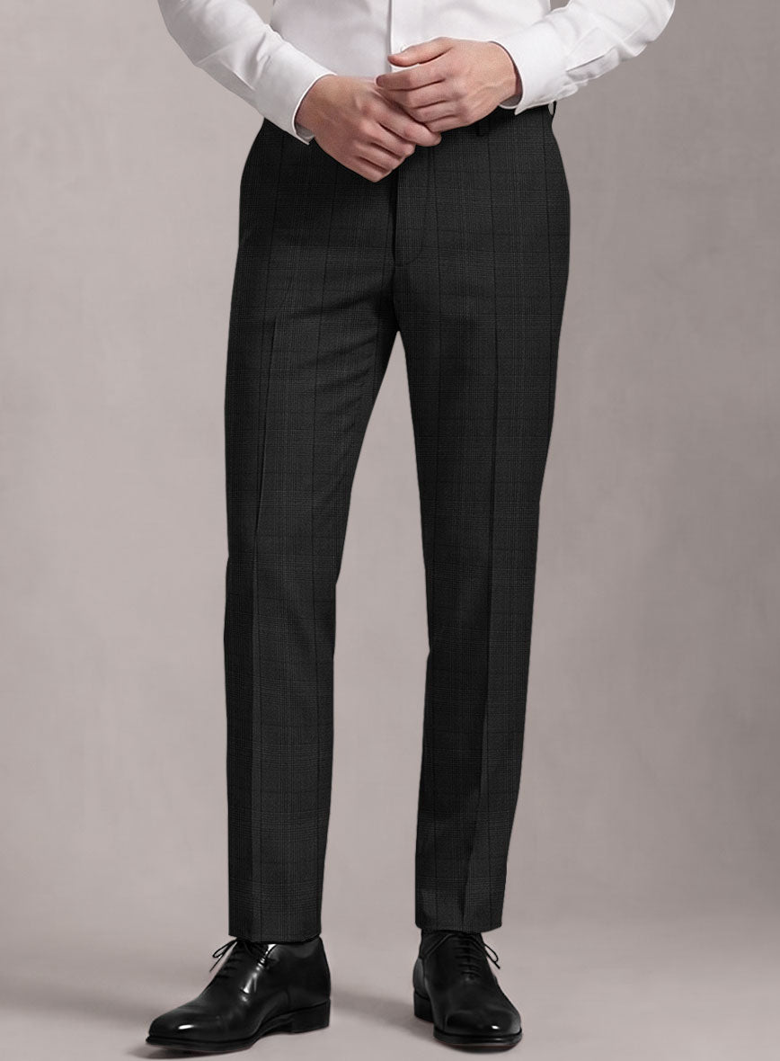 Loro Piana Suitmate Charcoal Gray Check Pants - StudioSuits