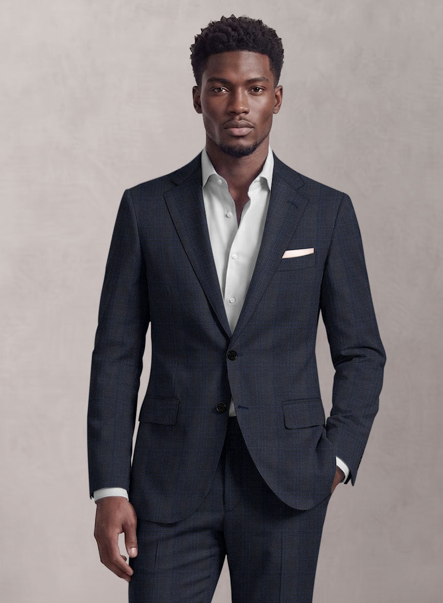 Loro Piana Suitmate Dark Blue Tartan Jacket - StudioSuits