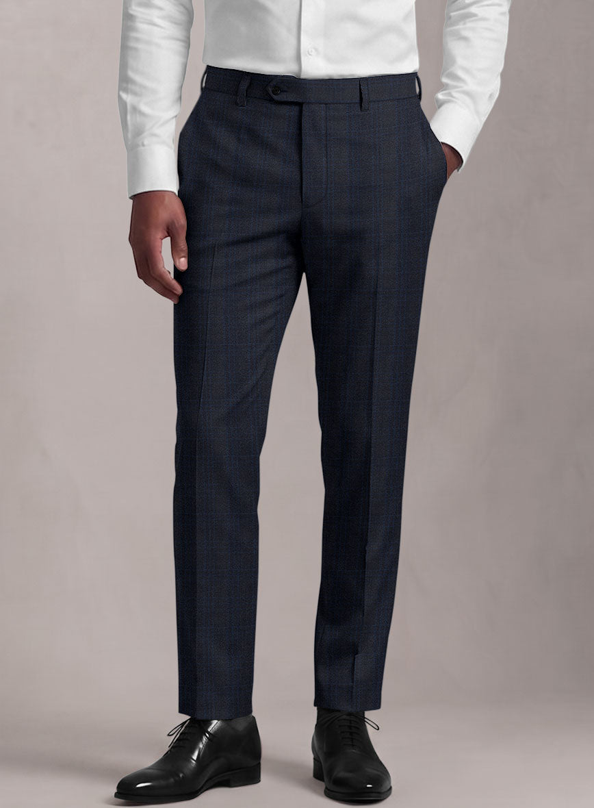 Loro Piana Suitmate Dark Blue Tartan Pants - StudioSuits