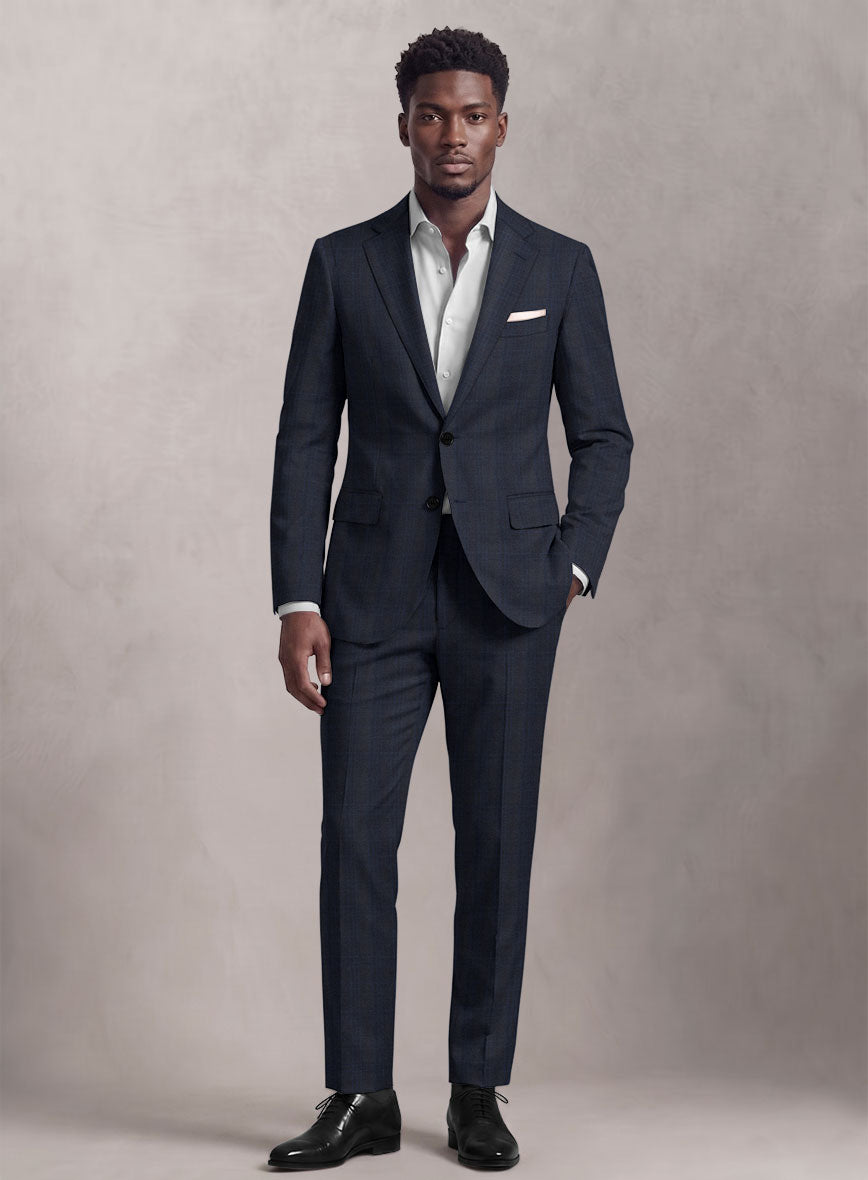 Loro Piana Suitmate Dark Blue Tartan Suit - StudioSuits
