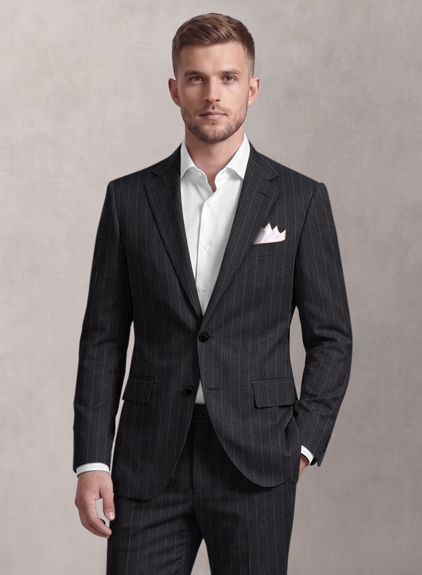 Loro Piana Suitmate Flint Gray Stripe Jacket - StudioSuits