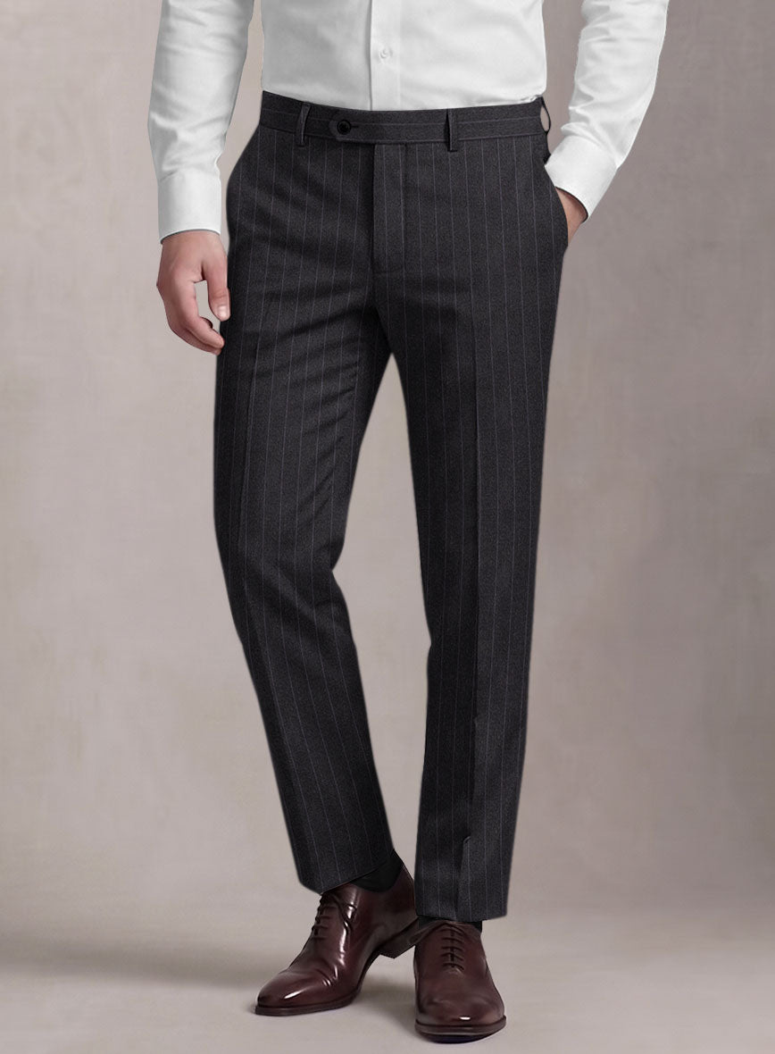 Loro Piana Suitmate Flint Gray Stripe Pants - StudioSuits
