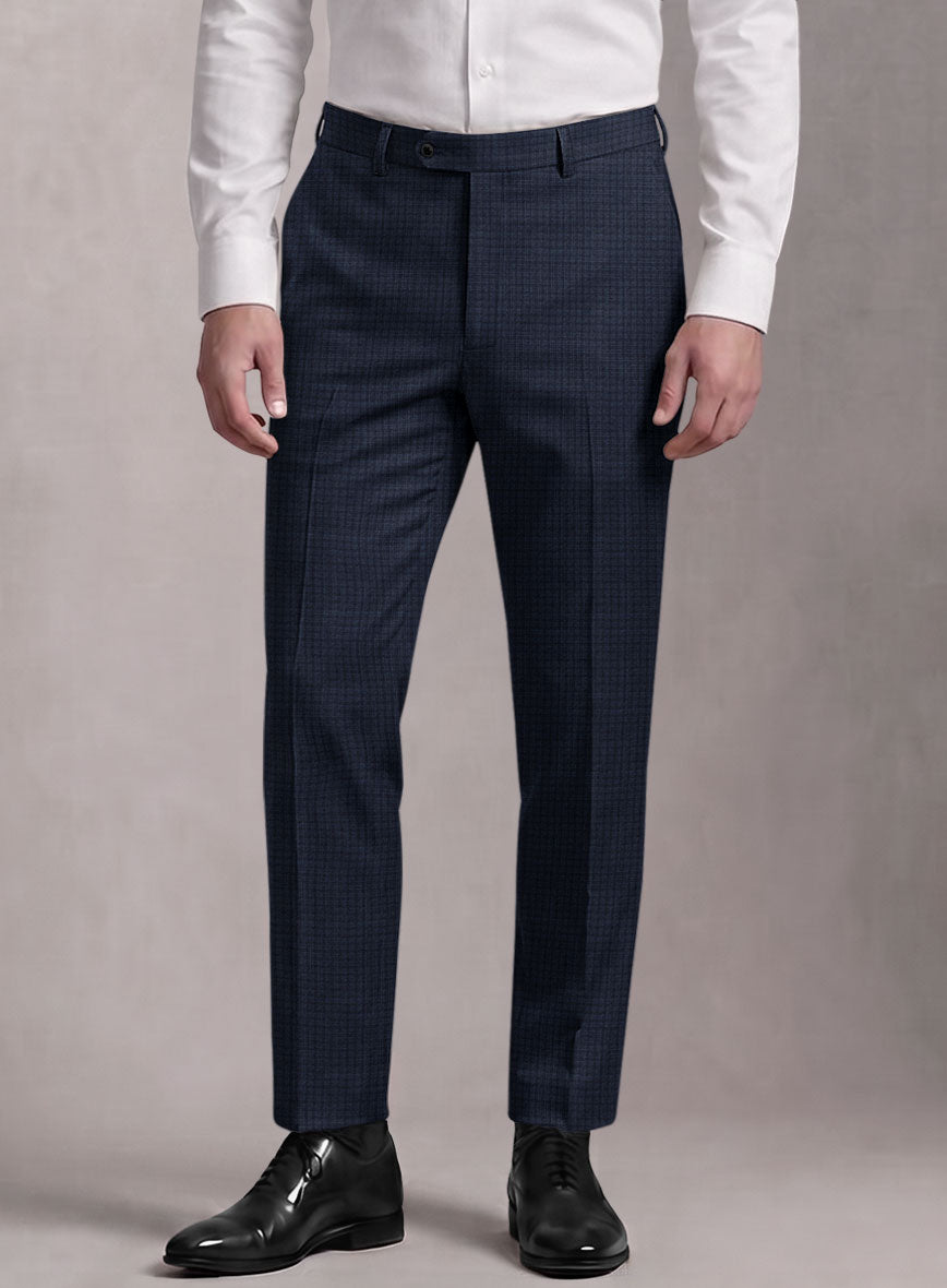 Loro Piana Suitmate Gingham Blue Check Pants - StudioSuits